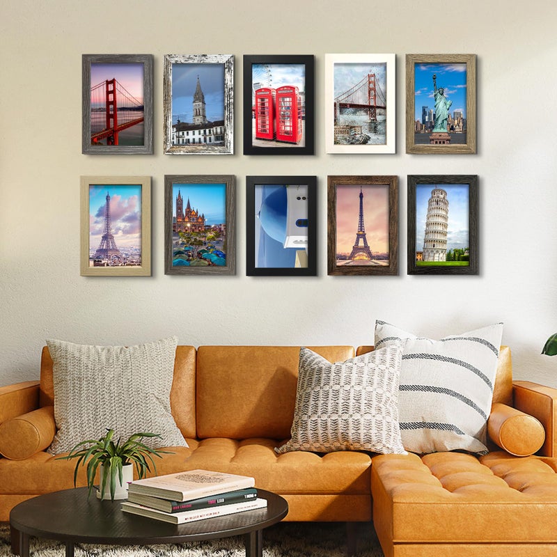 SESEAT 5x7 Pictrue Frame Set of 10, Wall and Tabletop Display, Mix Multi Color - Image 5